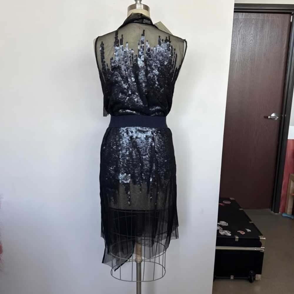 BCBGMaxAzria Black and Silver Sequin evening Dress EUC - Picture 4 of 11